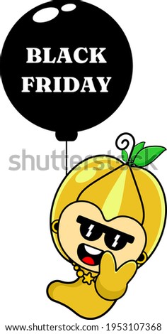The cartoon illustration of the black Friday star fruit mascot character is perfect for advertising
