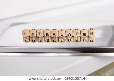Word interloper made by wooden cubes