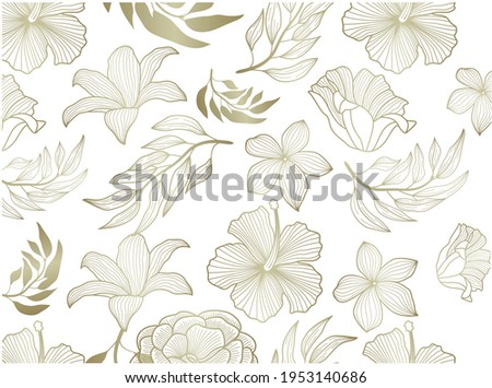golden flower pattern, tropical vectors .
