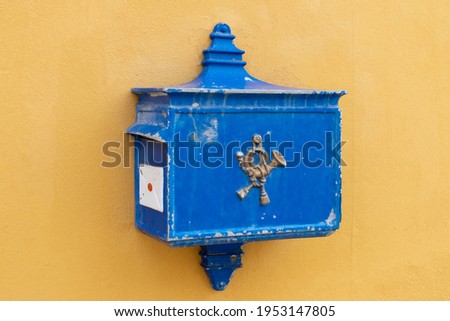 Historical mailbox for sending postcards and letters by mail