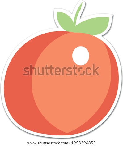 Peach Sticker Icon Vector Illustration