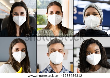 Diverse People Group Wearing FFP2 Face Mask Collage
