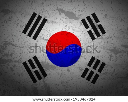 Grunge South Korea flag textured background. Vector illustration.