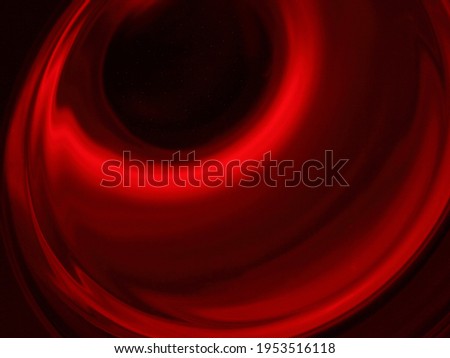 Red blurred spiral funnel abstract black hole with small stars, soft dark round space cyclonic background