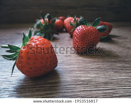 Fresh juicy strawberries with leaves. Strawberry. Royalty-Free Stock Photo #1953516817