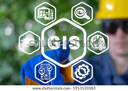 Industry concept of GIS Geographic Information System. Royalty-Free Stock Photo #1953530383