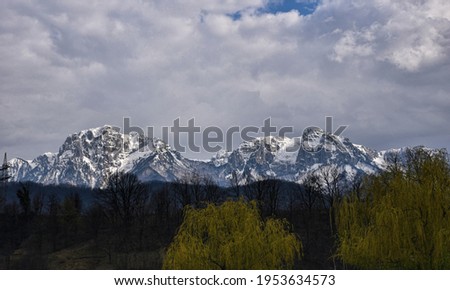 HDR outdoor landscape photography of rocky mountain with snow
