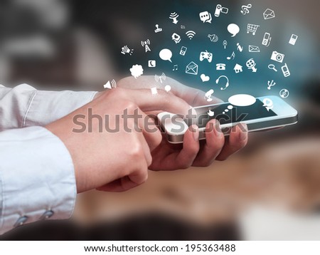 use the Internet on your smartphone Royalty-Free Stock Photo #195363488