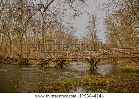 wooden bridge over river warnow Mecklenburg-Western Pomerania