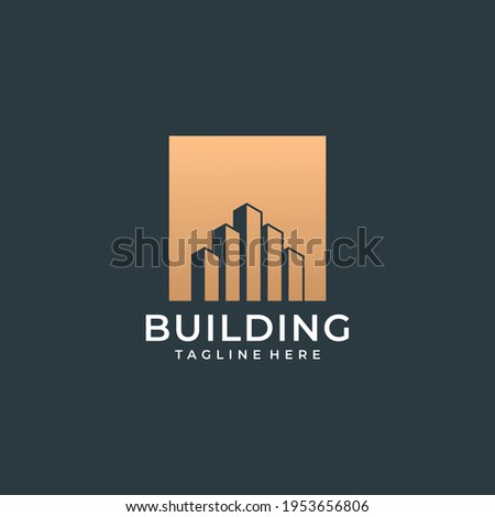 Real estate building landmark business company logo design concept. Logo can be used for icon, brand, identity, house, architecture, construction, apartment, and business company