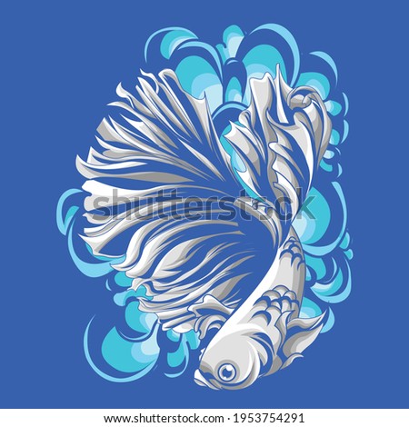 Betta fish illustration in white