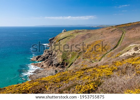 Cliffs above Porthcew Rinsey Cove Cornwall England UK Europe