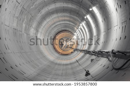 Construction of the subway tunnel. Concrete liner plate. High quality photo