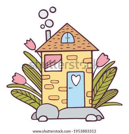 Cute house of love icon. Hand drawn and outline illustration of Cute house of love vector icon for web design
