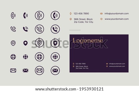 Business card Contact Information Icons Set, Collection Of Simple Glyph and Flat Icons. Royalty-Free Stock Photo #1953930121