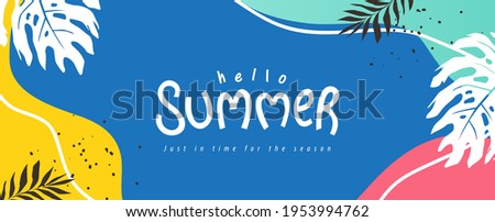 Colorful Summer background layout banners design. Horizontal poster, greeting card, header for website Royalty-Free Stock Photo #1953994762