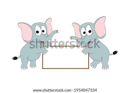 cute elephant cartoon with white board