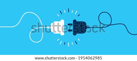 Electric socket with a plug. Connection and disconnection concept. Concept of 404 error connection. Electric plug and outlet socket unplugged. Wire, cable of energy disconnect Royalty-Free Stock Photo #1954062985