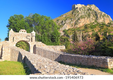Venetian fortress of Palamidi in sunny day, Nafplio, Greece