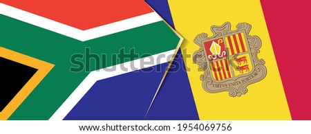 South Africa and Andorra flags, two vector flags symbol of relationship or confrontation.