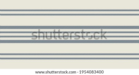 Modern french Farmhouse pattern in teal blue and beige colors. Seamless vector background. Linen vintage kitchen fabric. Textile ribbon trim texture. Royalty-Free Stock Photo #1954083400