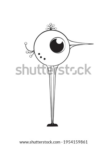 Bird with long legs on a white background. vector. coloring