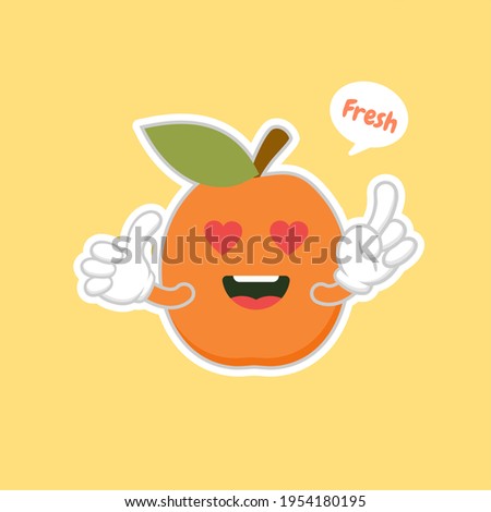 cute and kawaii apricot fruit cartoon character flat design vector illustration.