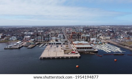 Aerial view of the docks at in the harbour at Charlottetown, Prince Edward Island