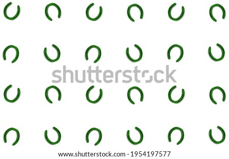 horseshoe horse dark green symbol luck pattern on isolated background