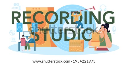 Recording studio typographic header. Music production industry