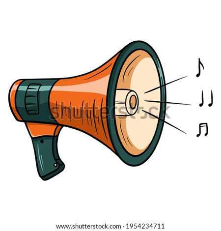 Speak loudly. A device for increasing the volume. Megaphone. Cartoon style. Illustrations for design and decoration.