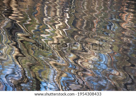
Blur tree reflection on spring water. Natural background.