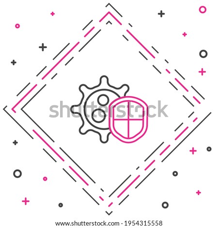 Line Shield protecting from virus, germs and bacteria icon isolated on white background. Immune system concept. Corona virus 2019-nCoV. Colorful outline concept. Vector Illustration