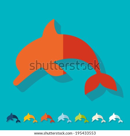 Flat design: dolphin