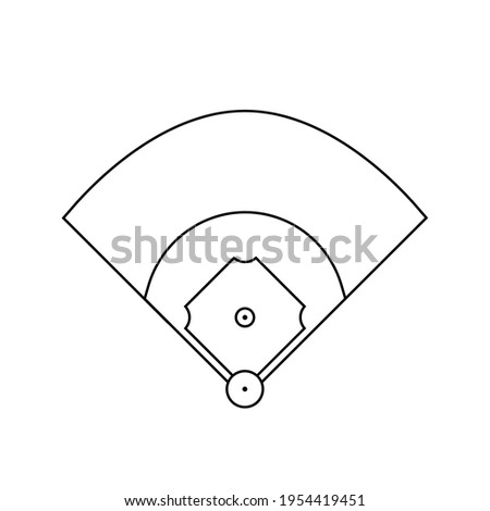 Baseball field diagram outline icon. Clipart image isolated on white background