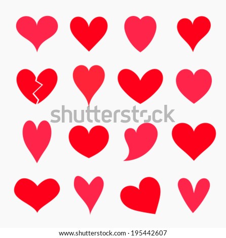 Cute red hearts collection. Vector illustration