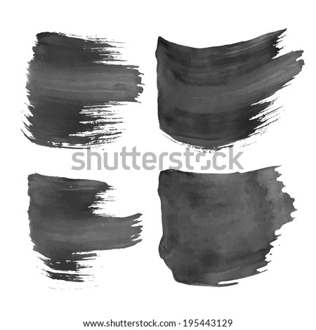 Vector black liquid paint strokes on white 