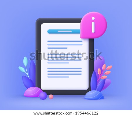 User guide manual concept for web banner, infographic, mobile.  Instruction and guidebook. 3d vector illustration. Royalty-Free Stock Photo #1954466122