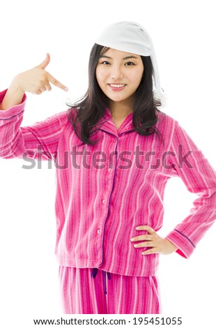 Young Asian woman pointing herself
