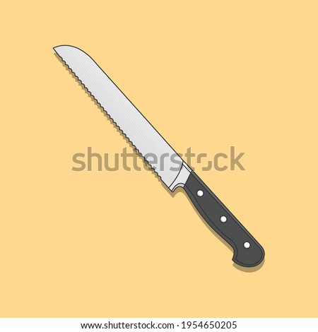 Bread Knife Vector Icon Illustration flat style on yellow background for web, landing page, ads, advertisement, sticker, banner, flier