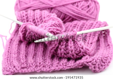 Knitting with spokes close up