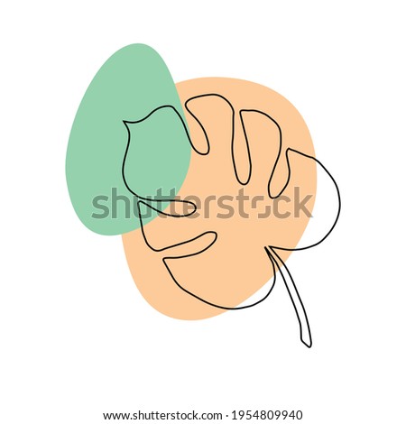 Vector hand drawn doodle sketch monstera leaf and abstract dot isolated on white background