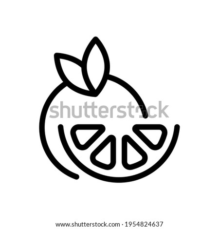 Orange slice, half lemon, fresh fruit, icon of food. Black icon on white background Royalty-Free Stock Photo #1954824637
