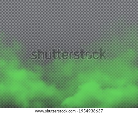 Green bad smell on transparent background with realistic vector clouds of stink, smoke, odor and stench vapor. Fog, mist, haze, steam and toxic gas evaporation 3d backdrop and border design Royalty-Free Stock Photo #1954938637