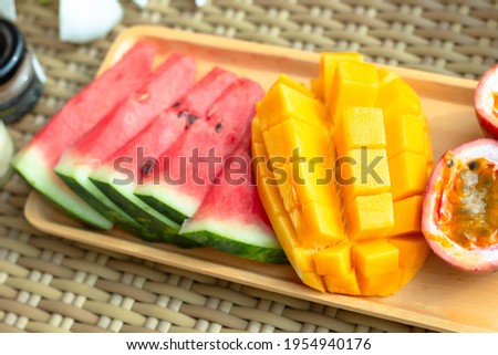 tropical fruit, watermelon, mango, Asia food