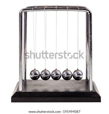 a small Newton's cradle isolated over a white background