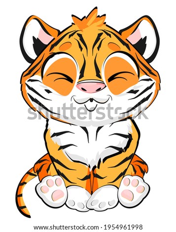 tiger sit with closed eyes