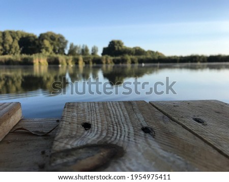 Morning landscape of Ukrainian river in blue colors
