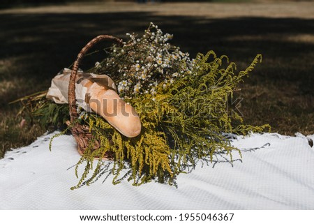 still life fruit and food in nature glade picnic tablecloth