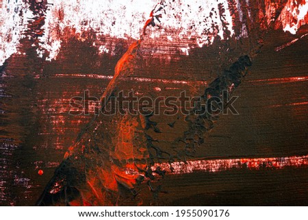 Black and red hand painted acrylic background. Grunge acrylic texture with painted dots and brush strokes.